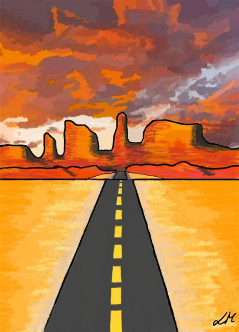 Road Trippin Road Trip Art Road Painting Landscape Drawings
