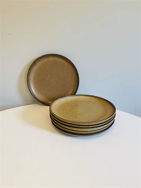 Vintage Denby Langley Romany Brown Dinner Plates Set Of 6 Etsy