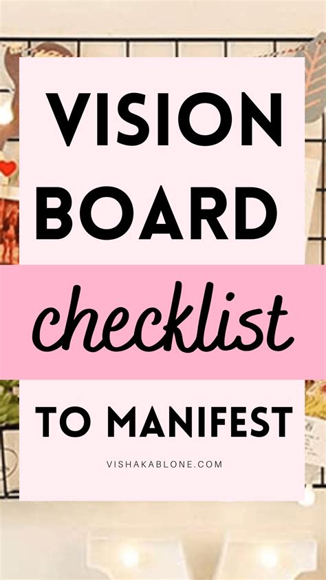 Vision Board Checklist For Manifestation Vishaka Blone