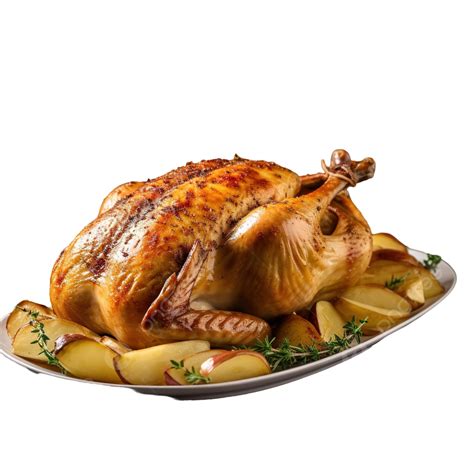 whole roast chicken stuffed with apples in a creamy sauce and slices of apples christmas