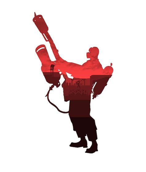 Team Fortress 2 Red Pyro Digital Silhouette Piece Etsy