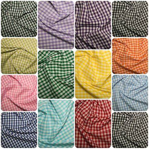 Polycotton Fabric 14 Gingham Checked Material Dress Craft Uniform
