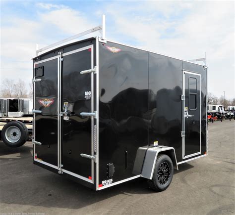 2020 H&H 7x12 Enclosed 7' Int Cargo With Barn Doors - Black | #530395
