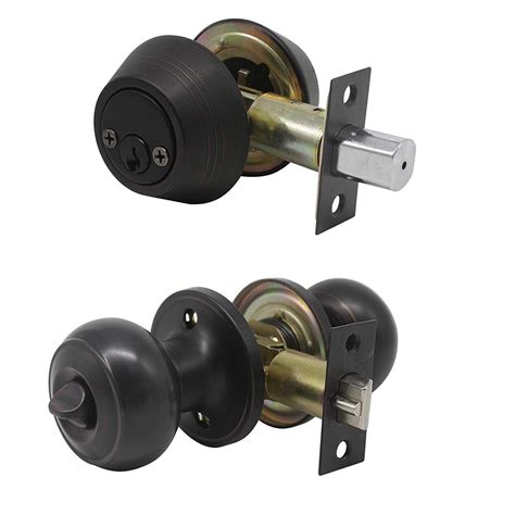 Keyed Alike Entry Door Lock Knob With Double Cylinder Deadbolt Oil Ru