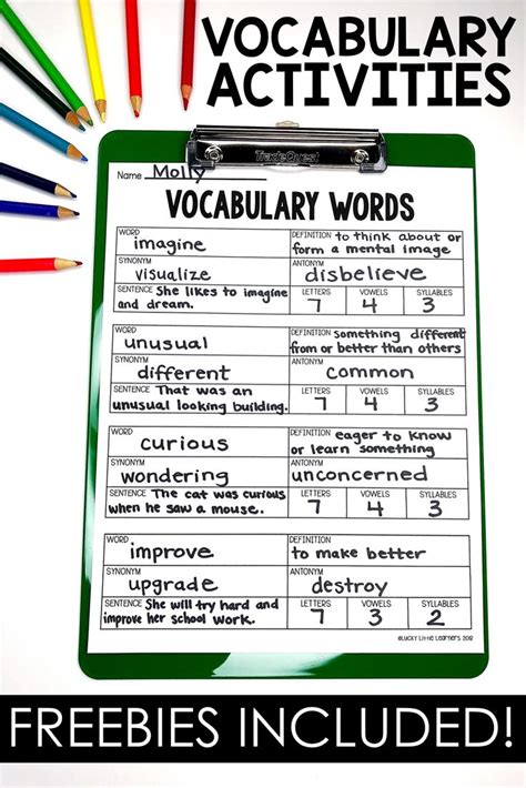Pin By Brianna Fonti On Education Vocabulary Activities Elementary