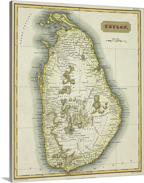 Antique Map Of Ceylon Present Day Sri Lanka Wall Art Canvas Prints