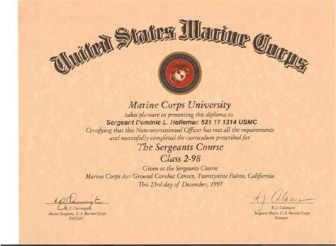 Sergeants Leadership Certificate