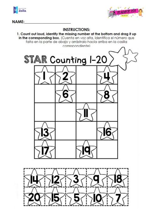 Fill In Missing Numbers 1 20 Worksheets Worksheetscity