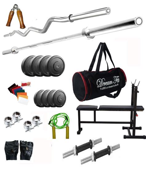 Buy Dreamfit 45 Kg Home Gym With 4 Rods Idf Bench Gym Bag And