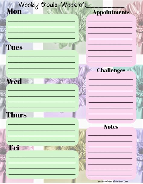 Weekly Goal Planner Printable Plan Your Week Mama Bears Haven