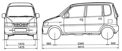 1998 Daihatsu Move Microvan Blueprints Free Outlines