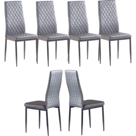 ankway set of 6 leather dining chairs with waterproof leather seat modern parsons dining room