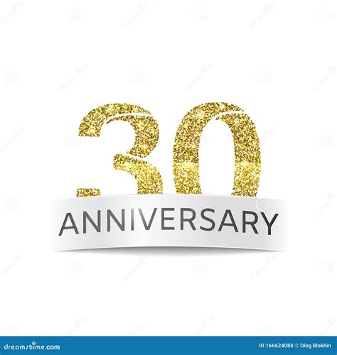 The Thirty Year Anniversary Banner 30th Birthday Golden Glitter Color