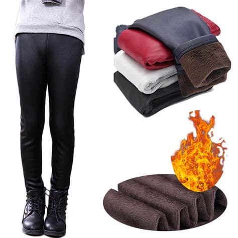 Kids Leather Leggings Girls Winter Pants Girls Leather Leather