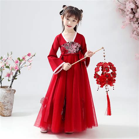 Girls Chinese Hanfu Ru Skirt Chinese Style Childrens Wear Little Girls