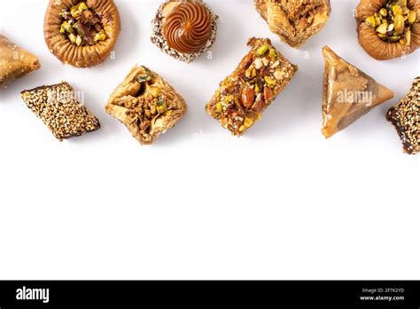 Assortment Of Ramadan Dessert Baklava Isolated On White Background