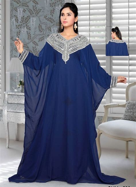 Whatsapp +6 014 340 3410. Embroidered Designer Kaftan Dress Dazzling - Navy Blue ...