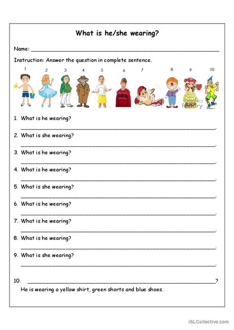 What Is Heshe Wearing English Esl Worksheets Pdf And Doc