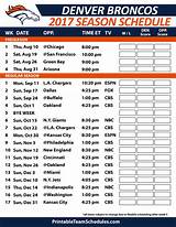 Pictures of Denver Bronco Schedule 2017 Preseason