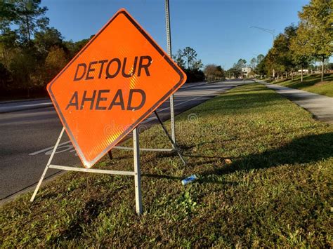 Detour Ahead Traffic Sign Stock Photo Image Of Busy 158854328