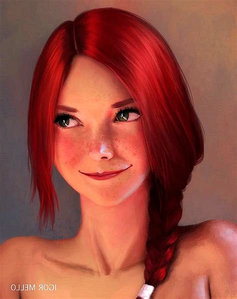 Арт девушки с красными волосами 86 фото