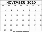 Printable Calendar Page November 2020 | Calendar Printables Free Templates