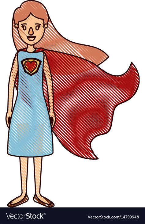 Color Crayon Stripe Cartoon Full Body Super Hero Vector Image