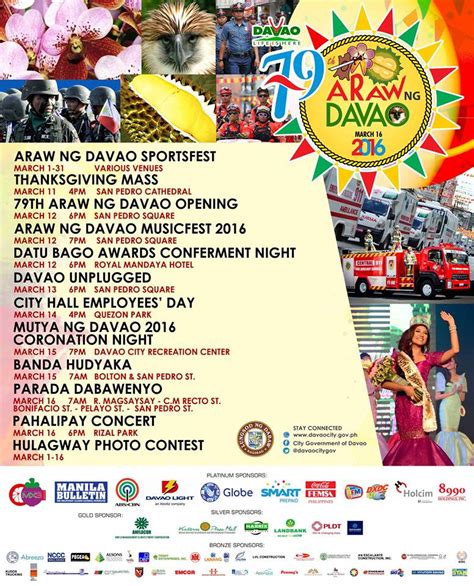 79th Araw Ng Dabaw 2016 Schedule Of Activities Davao Tripper
