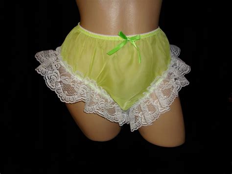 nel jen pink polyester chiffon w leg lace sissy ruffle panties crossdresser ebay