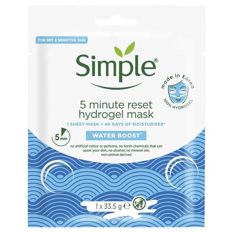 Buy Simple Water Boost Hydration Reset Facial Sheet Mask 33g Online At