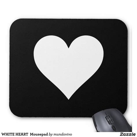 White Heart Mousepad Mouse Pad White Mice White Heart