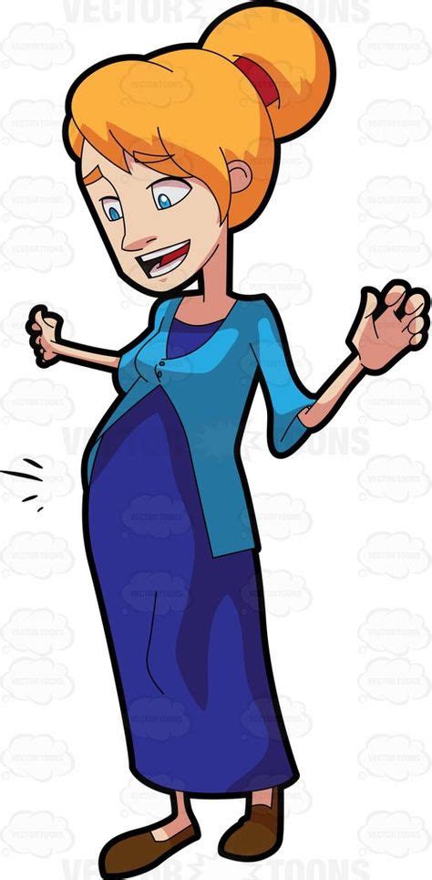 A Mother Feeling The Baby Kick In Her Tummy Cartoon Clipart Vector