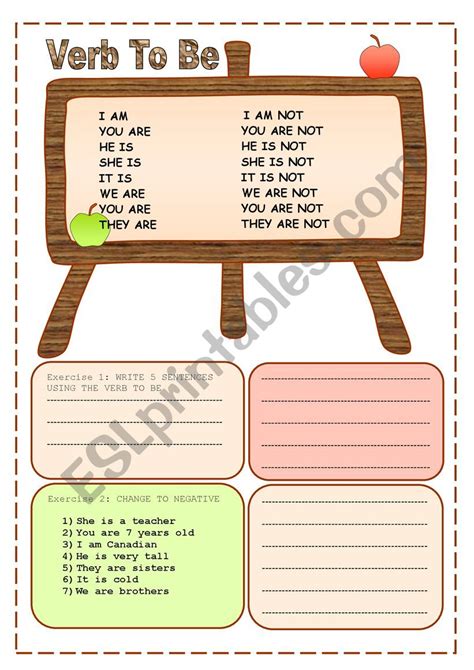 The Verb To Be For Children Esl Worksheet By Auntpaola