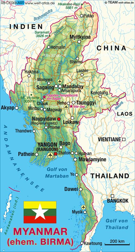 Karte Von Myanmar Birma Land Staat Welt Atlasde