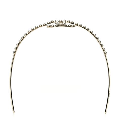 Chanel Metal Pearl Cc Headband Light Gold 1064736 Fashionphile