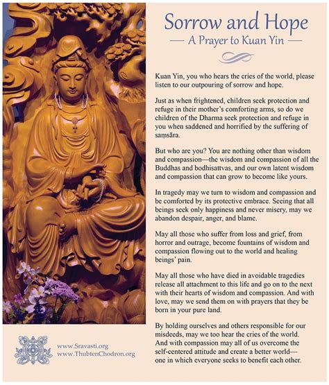 Sorrow And Hope Prayer To Kuan Yin Sravasti Abbey A Buddhist Monastery