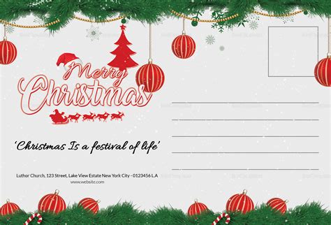 Editable Merry Christmas Postcard Template In Adobe Photoshop