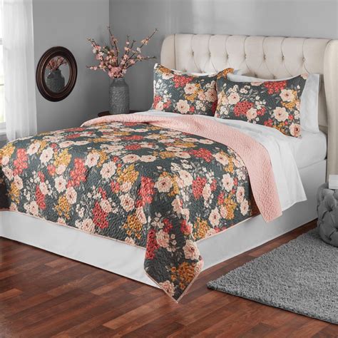 Mainstays Grey Floral Fullqueen Quilt