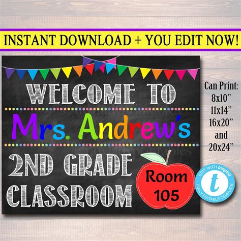 Editable Teacher Classroom Door Sign Classroom Decor Teacher Printab