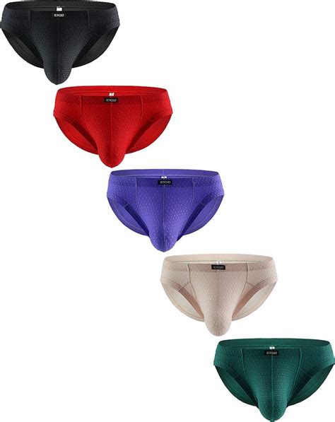 Ikingsky Mens Stretch Briefs With Large Pouch Sexy Bulge Underwear Low
