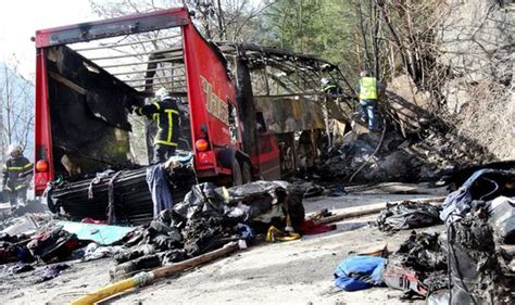 Briton Dies Dozens Injured As Coach Crashes In Flames Uk News