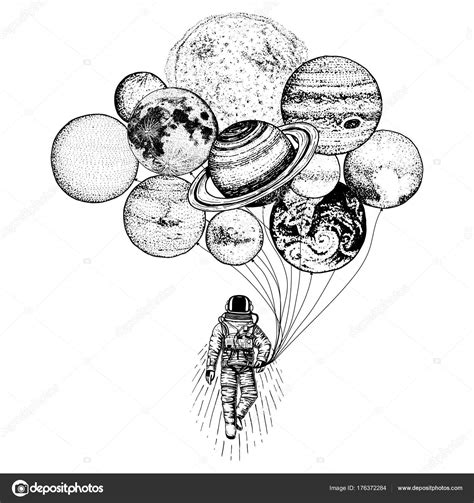 Astronaut Spaceman Planets In Solar System Astronomical Galaxy Space