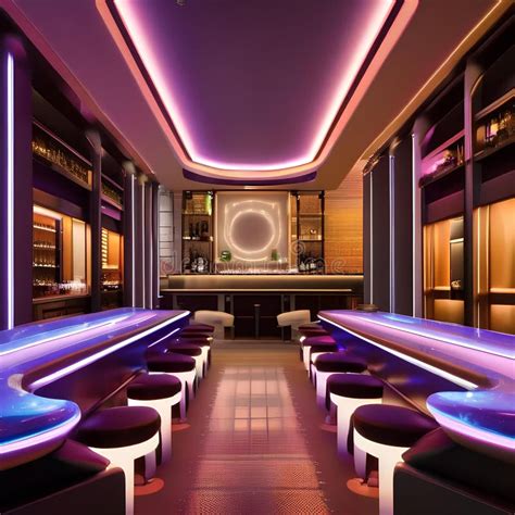 A Futuristic Space Station Themed Bar With Led Lit Countertops
