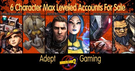 Borderlands 2 6 Character Leveled 72 Accounts For Sale Includes
