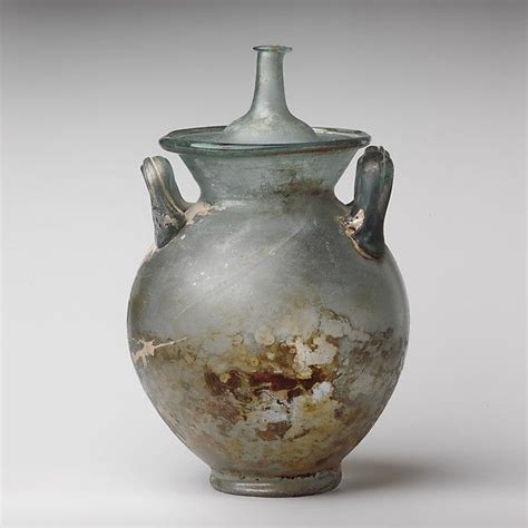 Glass Cinerary Urn With Lid Glass Blown Roman Imperial Flavian Or Trajanic Ca 1500 1100