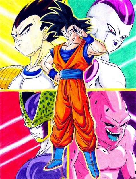 Goku And Villains By Robert Alejandro Méndez Suárez Anime Dragon