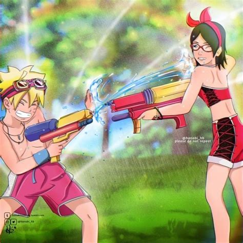 Boruto And Sarada Familia Uzumaki Hanabi Happy Summer Wonder Woman Fan Art Superhero