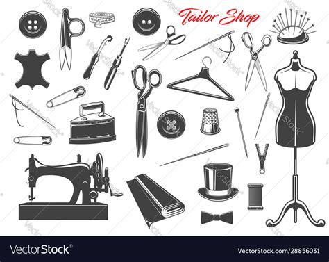 Sewing Tools And Needle Threads Buttons Pins Vector Image