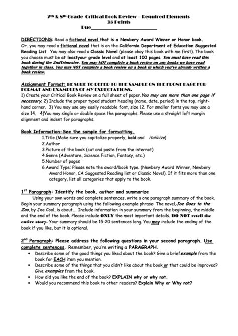 😍 7th Grade Book Report Template Format For Writing A Book Report