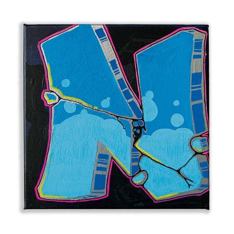Graffiti Letter N Art Print 12x12 Inches Signed And Numbered Etsy